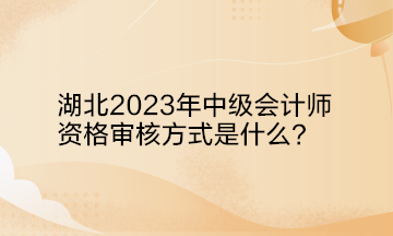  湖北2023年中级会计师资格审核方式是什么？