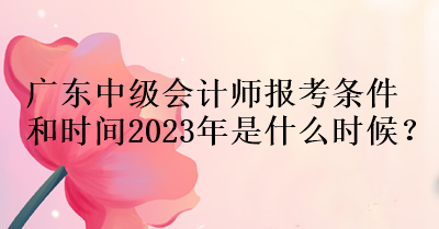 广东中级会计师报考条件和时间