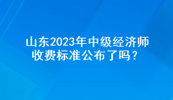 山东2023年中级经济师收费标准公布了吗？