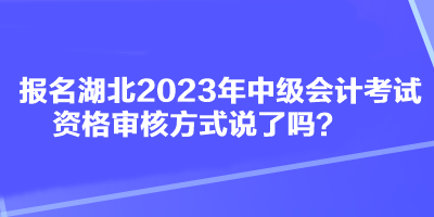 报名湖北2023年中级会计考试资格审核方式说了吗？