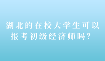 湖北的在校大学生可以报考初级经济师吗？