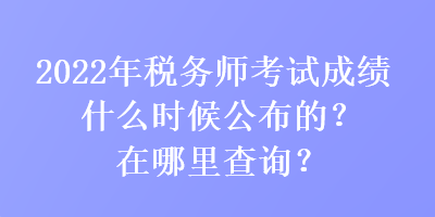 2022年税务师考试成绩什么时候公布的？在哪里查询？