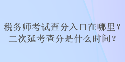 税务师考试查分入口在哪里？二次延考查分是什么时间？