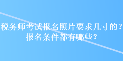 税务师考试报名照片要求几寸的？报名条件都有哪些？