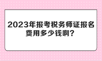 2023年报考税务师证报名费用多少钱啊？