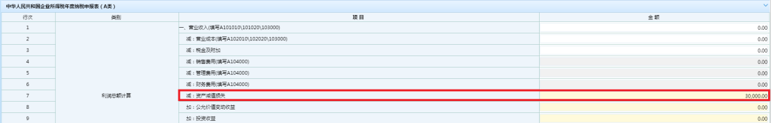 纳税申报表（A类）