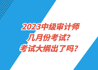 2023中级审计师几月份考试？考试大纲出了吗？