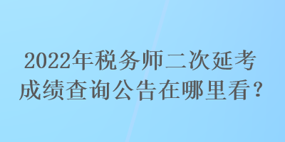 2022年税务师二次延考成绩查询公告在哪里看？