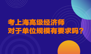 考上海高级经济师，对于单位规模有要求吗？