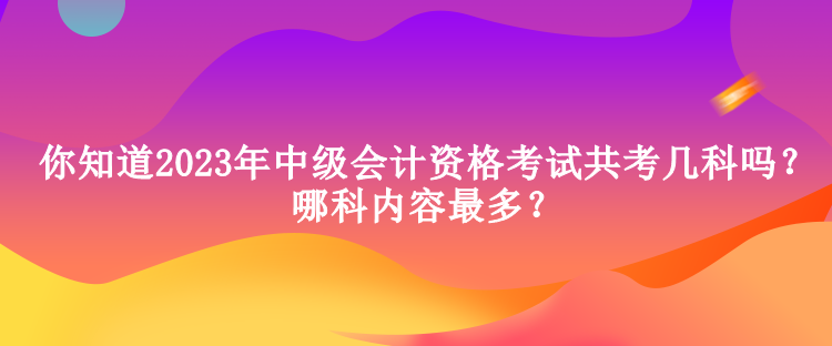 你知道2023年中级会计资格考试共考几科吗？哪科内容最多？