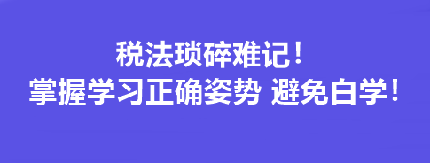 税法琐碎难记！掌握学习正确姿势 避免白学！