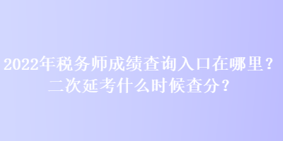 2022年税务师成绩查询入口在哪里？二次延考什么时候查分？