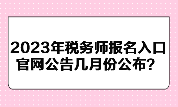 2023年税务师报名入口官网公告几月份公布？