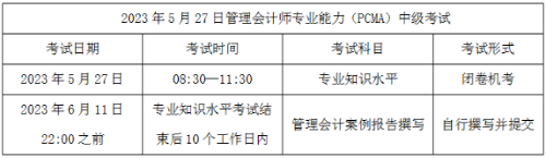 2023年中级管理会计师考试时间