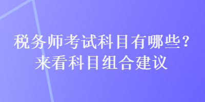 税务师考试科目有哪些？来看科目组合建议