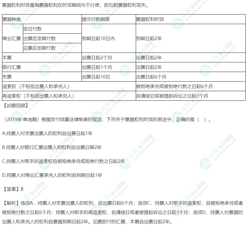 2023年《经济法基础》高频考点：票据权利的时效