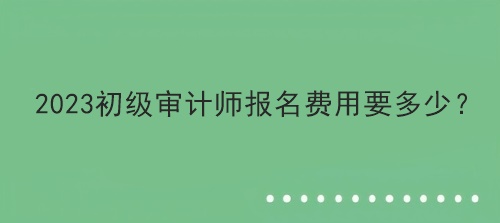 2023初级审计师报名费用要多少？