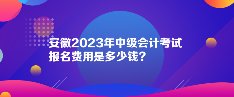 安徽2023年中级会计考试报名费用是多少钱？