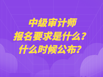 中级审计师报名要求是什么？什么时候公布？