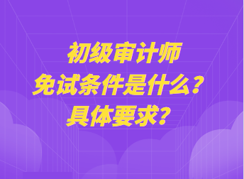 初级审计师免试条件是什么？具体要求？