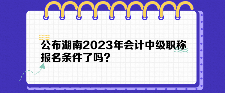 公布湖南2023年会计中级职称报名条件了吗？