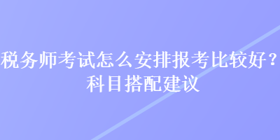 税务师考试怎么安排报考比较好？科目搭配建议