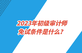 2023年初级审计师免试条件是什么？