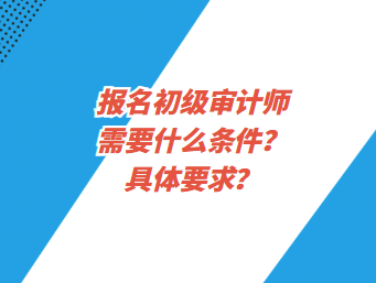 报名初级审计师需要什么条件？具体要求？