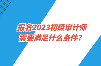 报名2023初级审计师需要满足什么条件？