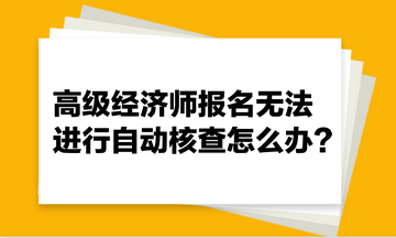 高级经济师报名无法进行自动核查怎么办？