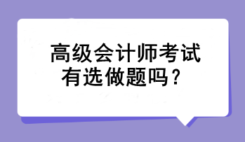 高级会计师考试有选做题吗？