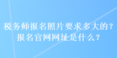 税务师报名照片要求多大的？报名官网网址是什么？