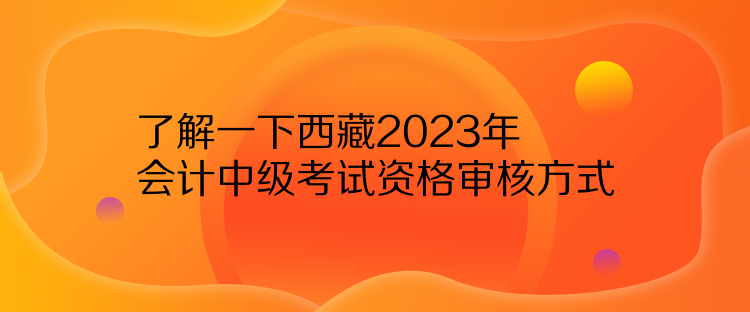 了解一下西藏2023年会计中级考试资格审核方式