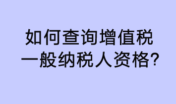 如何查询增值税一般纳税人资格？