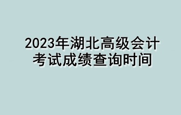 2023年湖北高级会计考试成绩查询时间