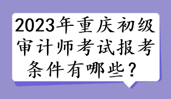 2023年重庆初级审计师考试报考条件有哪些？