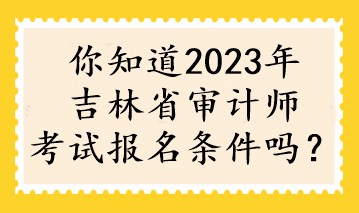 你知道2023年吉林省审计师考试报名条件吗？