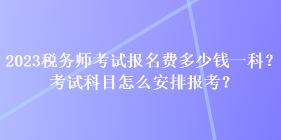 2023税务师考试报名费多少钱一科？考试科目怎么安排报考？