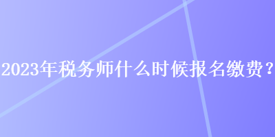 2023年税务师什么时候报名缴费？