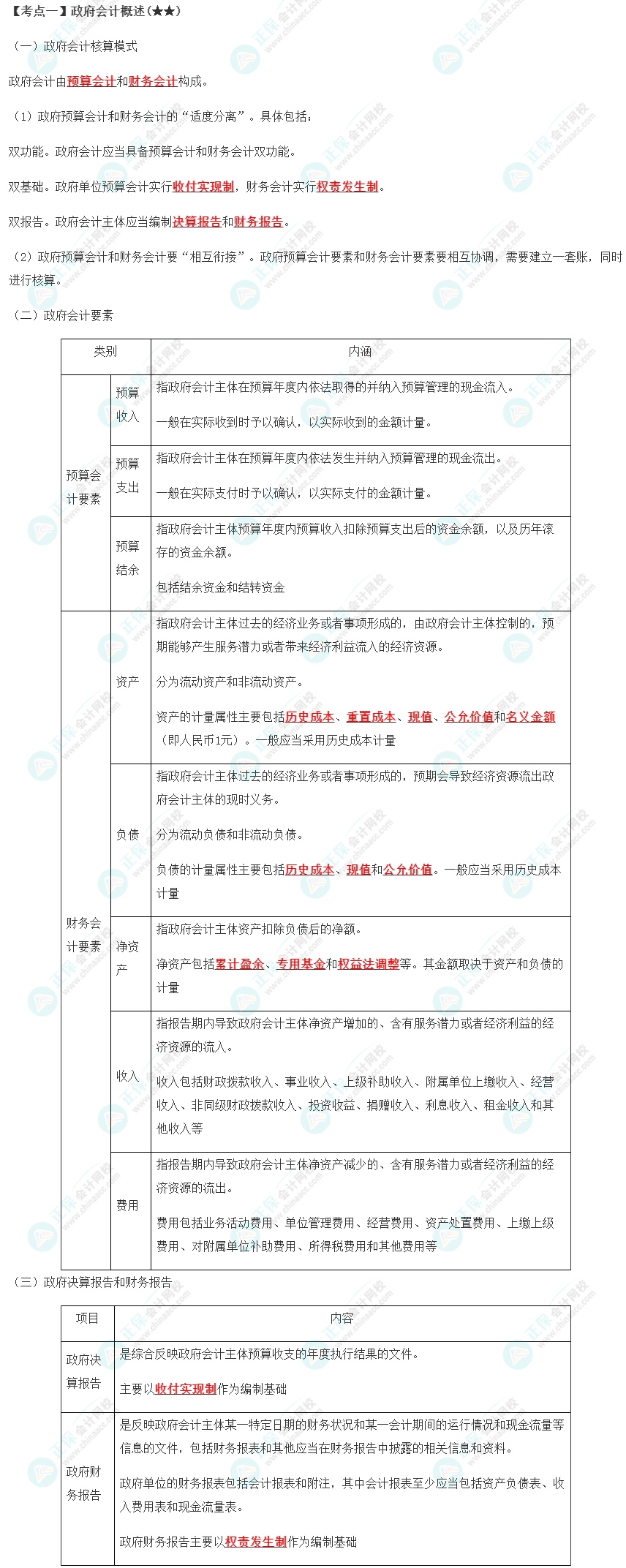 2023年注会《会计》第30章高频考点1：政府会计概述