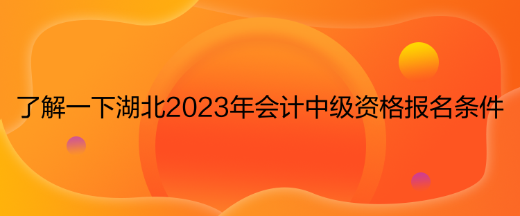 了解一下湖北2023年会计中级资格报名条件