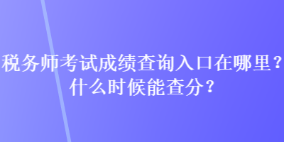 税务师考试成绩查询入口在哪里？什么时候能查分？