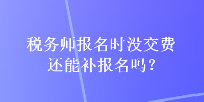 税务师报名时没交费还能补报名吗？