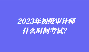 2023年初级审计师什么时间考试？