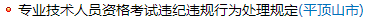 河南平顶山发布专业技术人员资格考试违纪违规行为处理规定