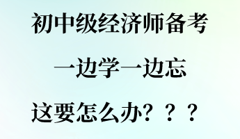 初中级经济师备考一边学一边忘 这要怎么办？？？