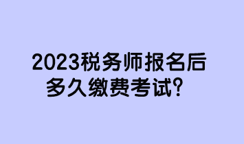 2023税务师报名后多久缴费考试？