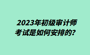 2023年初级审计师考试是如何安排的？