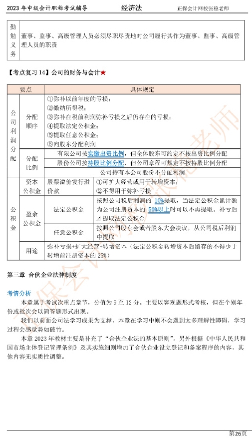 张稳老师：2023中级会计经济法临门一脚冲刺资料（第二章）