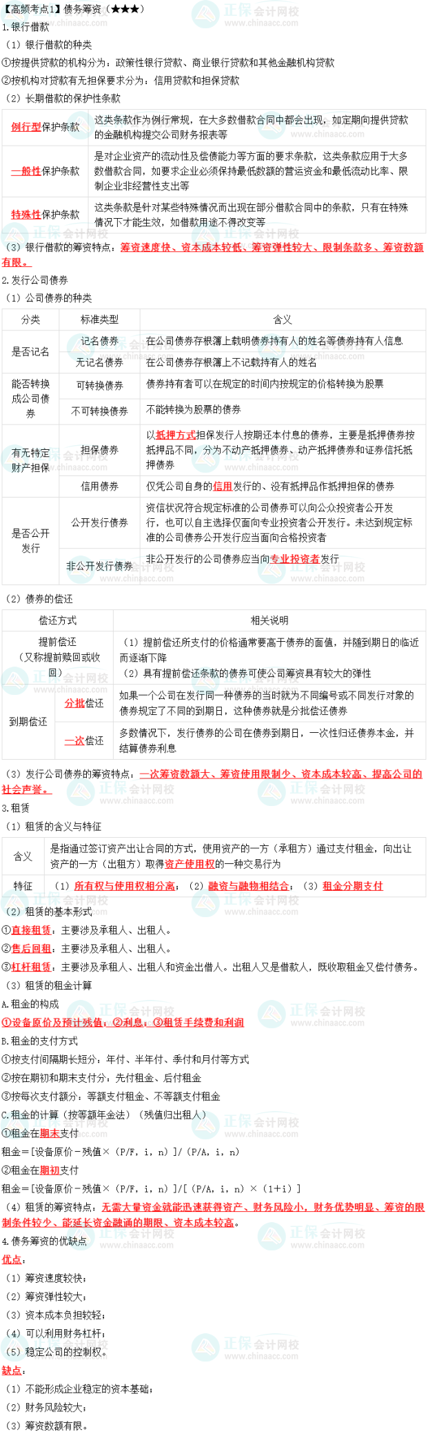 2023中级会计职称《财务管理》高频考点：债务筹资